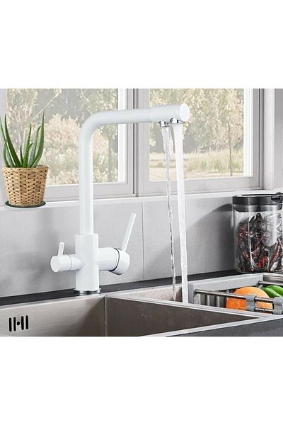 Delux 3-Way Purification Faucet White (Purified Kitchen Tap) Sink Faucet