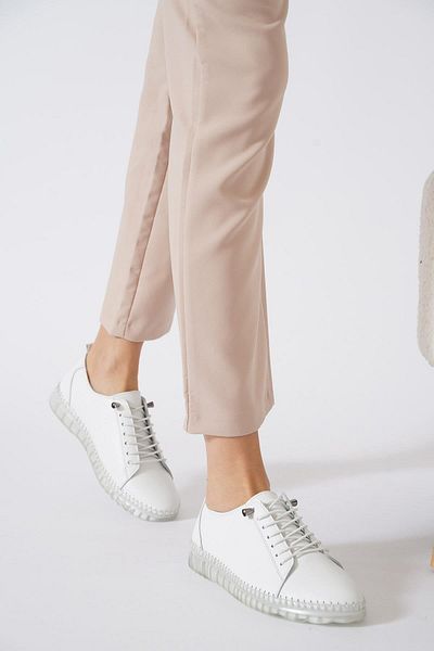 Moda Pie Pantofi de damă din piele naturală cu talpă gel Isella cu piele albă