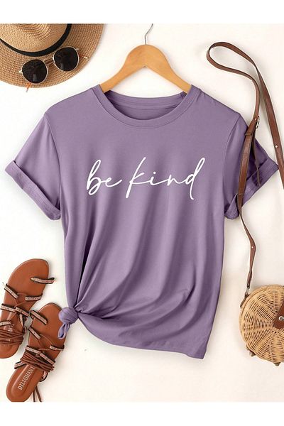 PALPİTO Μπλουζάκι Unisex Lilac Be Kind με στάμπα Oversize
