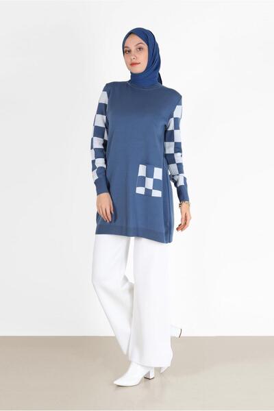 Alvina SQUARE PATTERNED POCKET KNIT TUNIC 42022