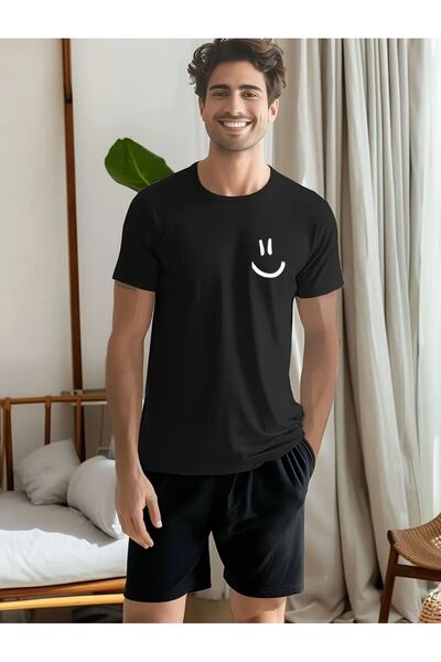 caddekombin Σετ κοντό μπλουζάκι με χαμογελαστό πρόσωπο, φαρδύ πόδι, άνετο και...