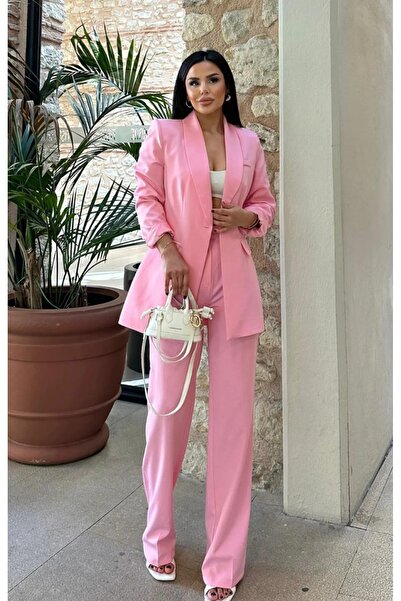 SUXİRCNHTMTS Kadın Tek Düğmeli Ceket Pantolon Takım