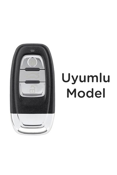 Luxe Aksesuarr Audi Smart A4 - A5 - Q5 - A6 - A7 - A8 -3 Button Silicone Key Protection Case White Color