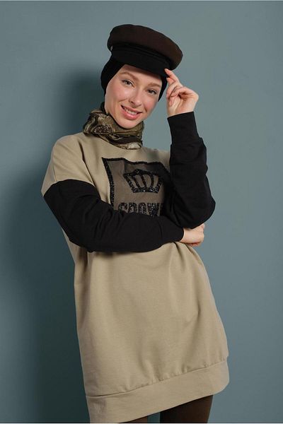 TRENDTESETTÜR Beige Stone Women's Tracksuit Tunic - 647
