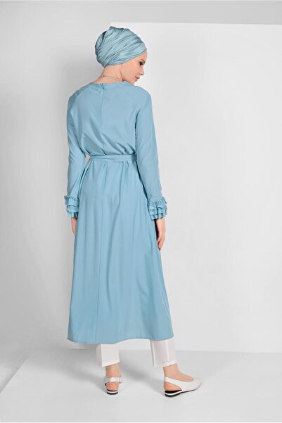 TRENDTESETTÜR Women's Blue (AQUA) Ruffle Sleeve Tunic 11715