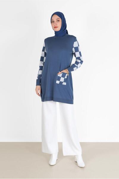 Alvina SQUARE PATTERNED POCKET KNIT TUNIC 42022