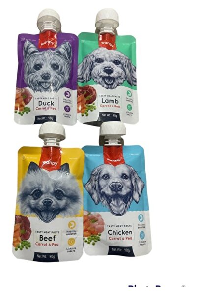 Wanpy Tasty Meat Paste Taze Sıvı Köpek Ödül Maması Köpek Sıvı Ödül Karma Paket 4x90gr