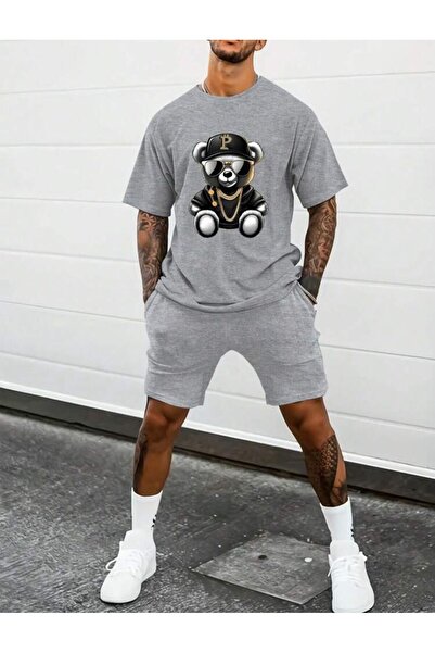caddekombin Unisex Gold Teddy Bear Printed T-Shirt - Short Loose Leg, Comfort...