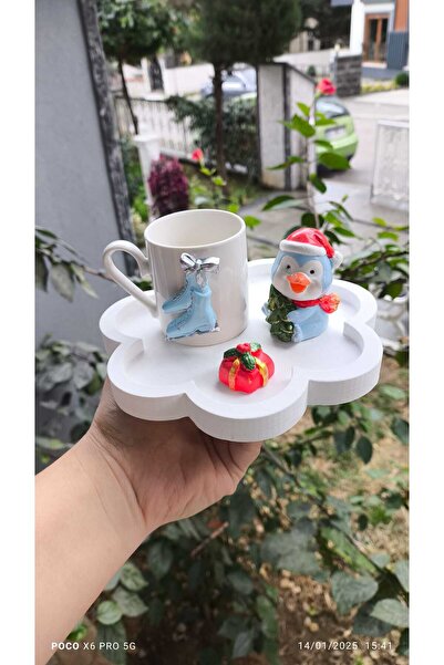 e&e süs dükkanı Kış temalı özel tasarım kahve fincanı modeli