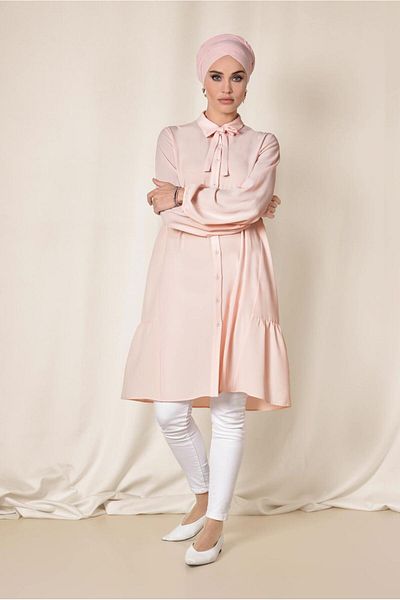 TRENDTESETTÜR Women's Pink (A.SOMON) Gathered Back Tunic 4851
