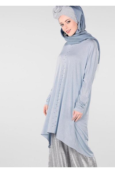 TRENDTESETTÜR Γυναικείο μπλε (ICE BLUE) Χάντρες Glitter Tunic 4078