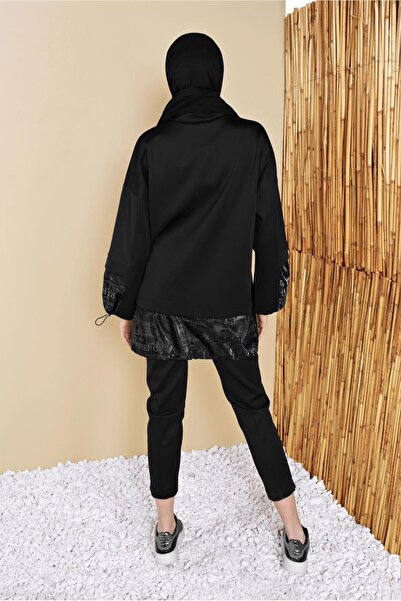 TRENDTESETTÜR Women's Black Trousers with Elastic Waist and Pockets 29402