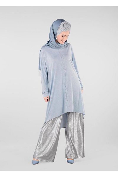 TRENDTESETTÜR Γυναικείο μπλε (ICE BLUE) Χάντρες Glitter Tunic 4078