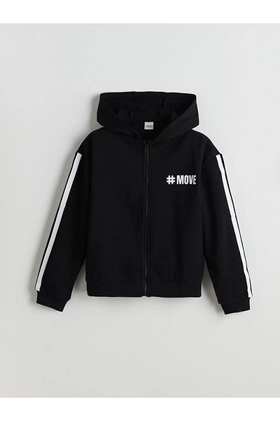 LC Waikiki Детски суитшърт с качулка и цип LCW Kids Black