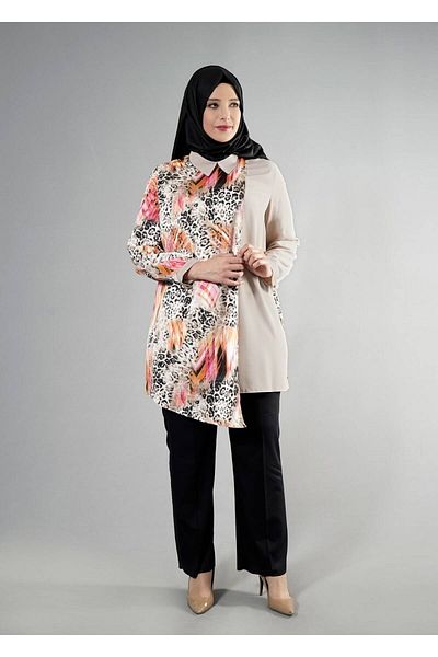 TRENDTESETTÜR Women's Coral T 4918 Silky Crepe Hijab Tunik
