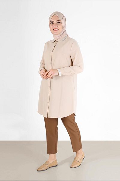 Alvina Stone Detailed Collar and Cuffs Buttoned Tunic 20182