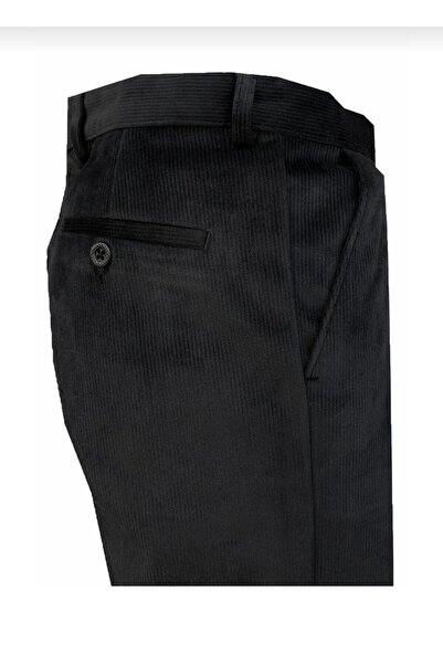 Rewoly ERKEK KLASİK KESİM SİYAH KADİFE PANTOLON