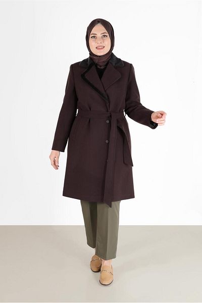 Alvina CROWACE COLLAR BELLOWED FUR DETAIL COAT 90233