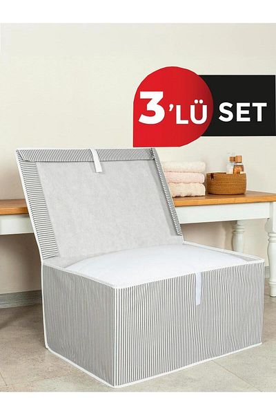 Smyak Γκρι Mega Size Covered Box - 60*40*30, 3 τεμάχια