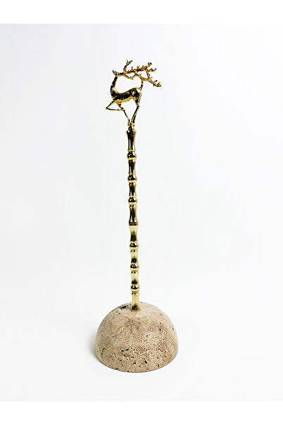 Modestmar Gold Travertine Marble Bath Towel Holder - Globe Footed Flying Deer