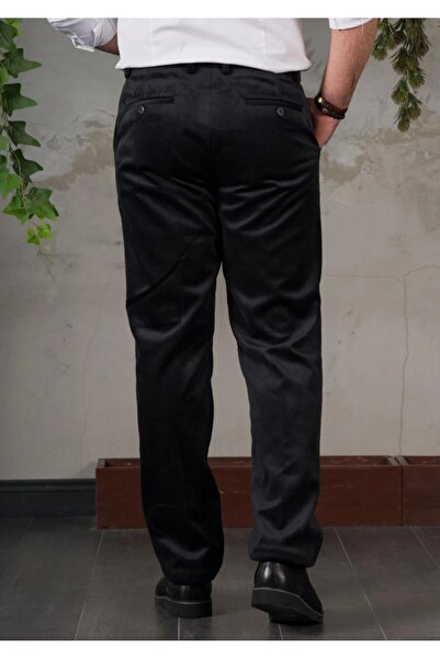 Rewoly ERKEK SİYAH KLASİK KESIM KADİFE PANTOLON