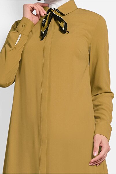 TRENDTESETTÜR Women's Orange (MUSTARD) Hidden Button Tunic 40138