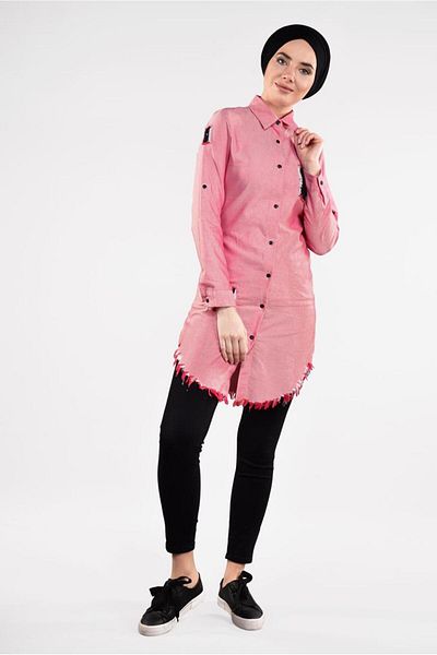 TRENDTESETTÜR Woman's Red (A. RED) Sequin and Tassel Detailed Tunic 4829