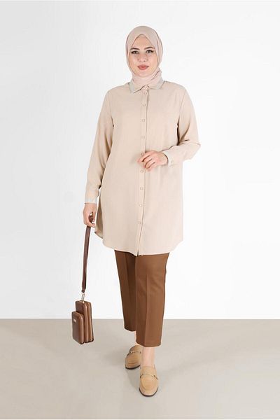 Alvina Stone Detailed Collar and Cuffs Buttoned Tunic 20182