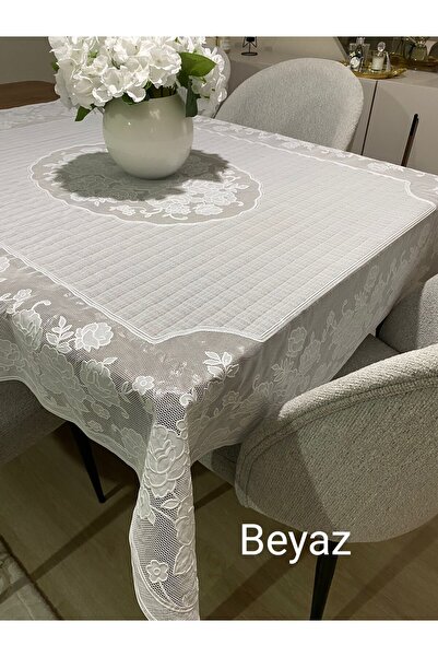 Blue Home Pvc Muşamba Dantel Görünümlü Kaymaz Sıvı Geçirmez Deliksiz Mutfak M...