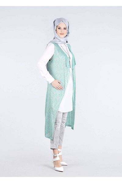 TRENDTESETTÜR Γυναικείο Πράσινο (MİNT) T 4484 Suno Hijab 10019 Τούνικ 2 τεμαχίων