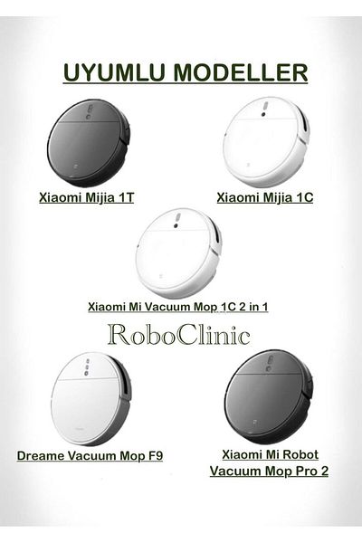 Roboclinic ممسحة مكنسة كهربائية Xiaomi 1c - متوافقة مع قطعة واحدة من الفرشاة الرئيسية، وفرشاة جانبية قطعتين، وفلتر هيبا قطعتين، وممسحة قطعتين