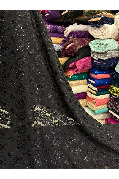 MEKİK MANİFATURA ŞİFON ÜZERİNE PULLU KUMAŞ