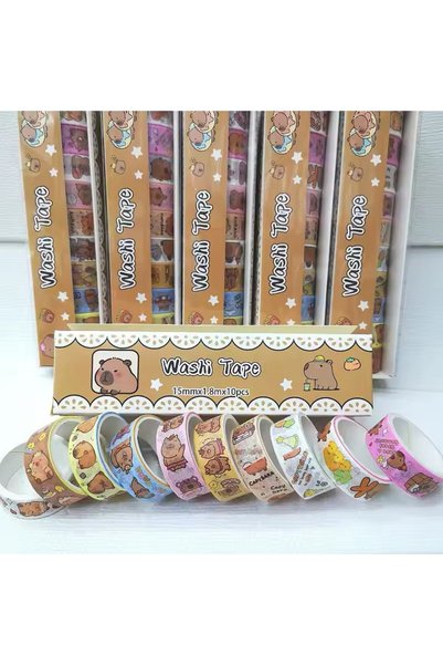 Kawai Kapibara Capybara 10 Adet Washi Tape Bant