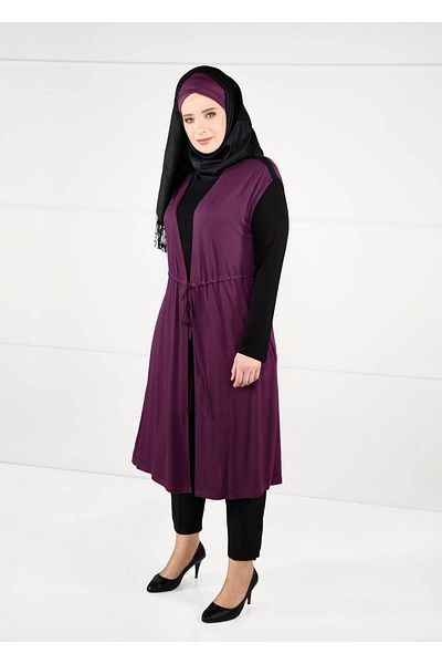 TRENDTESETTÜR Women's Purple (BEGONVİL) Waist Lace-up 2-Piece Tunic 2632