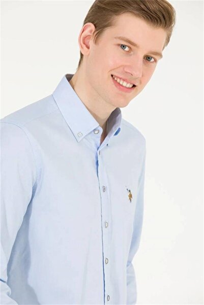U.S. Polo Assn. Світшот з довгим рукавом Сорочка 1571695, блакитний чоловічий, що облягає фігуру