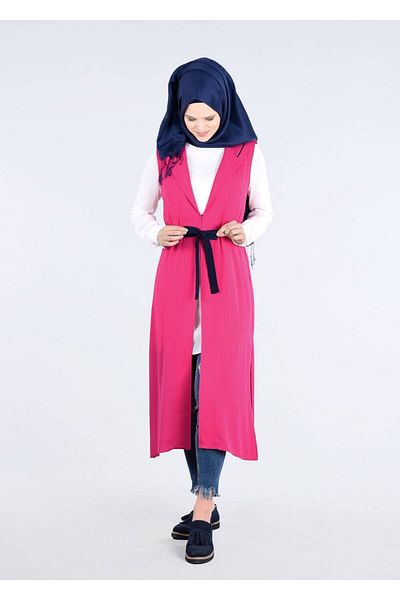 TRENDTESETTÜR Women's Fuchsia T 4450 Sheraton 2-piece Hijab Tunik