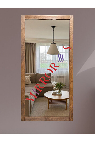 MİRRORSS Ahşap çerçeve ceviz renk ayna duvar hol boy ayna 100x50 cm