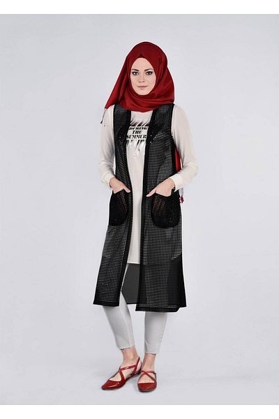TRENDTESETTÜR Women's Black Pocket Detailed Tunic 4436