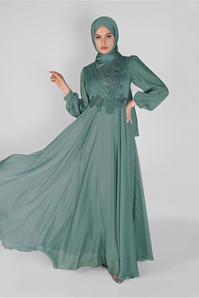 TRENDTESETTÜR Rochie de seară cu mărgele verde (CREAMON) pentru femei 43110
