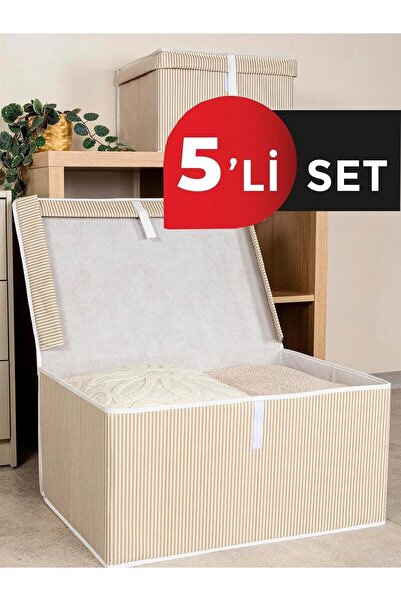 Smyak Kutija bež boje sa poklopcem - Mega veličina 60*40*30, 5 komada