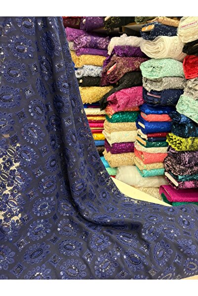 MEKİK MANİFATURA ŞİFON ÜZERİNE PULLU KUMAŞ