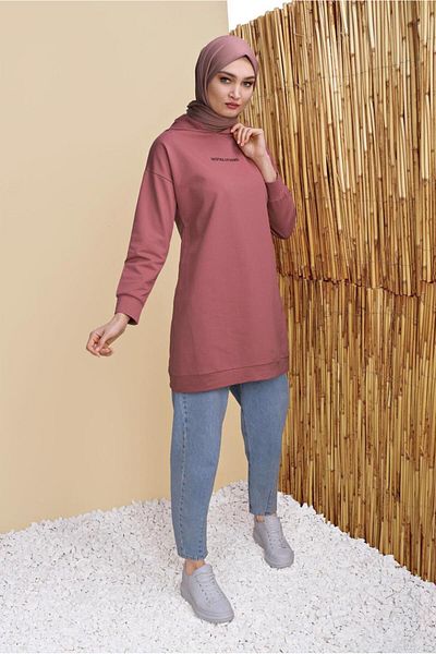 TRENDTESETTÜR Women's Powder Hooded Basic Tracksuit Tunic 1456