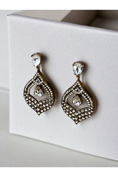 FAYRA ACCESSORIES Diamond Mounted Earrings with Crystal Stones