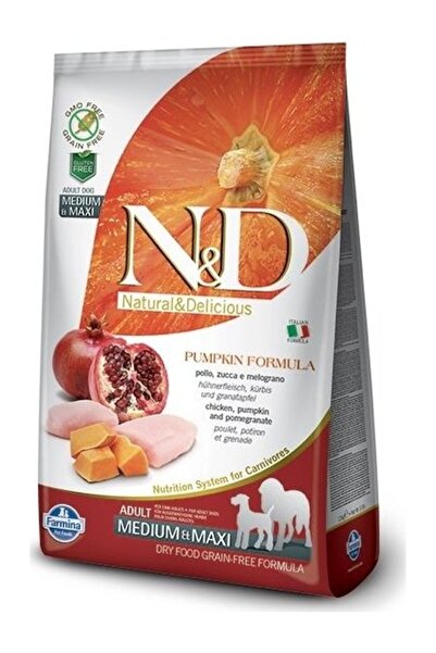 N&D Pumpkin Tahılsız Bal Kabaklı, Tavuk Etli Ve Narlı Orta Ve Büyük Irk Yetişkin Köpek Maması 2.5Kg