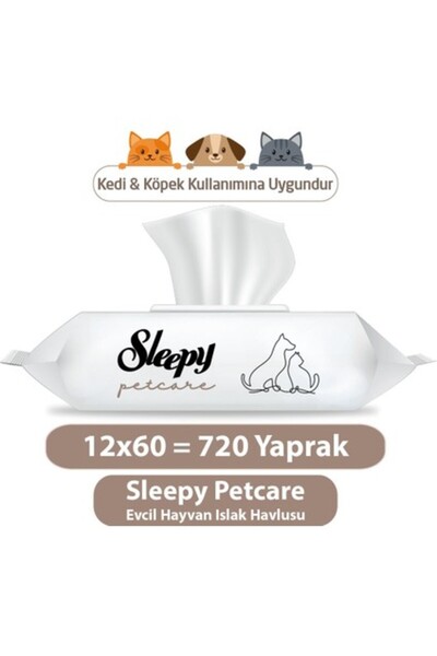 Sleepy Petcare Evcil Hayvan Islak Havlusu 12X60 Yaprak