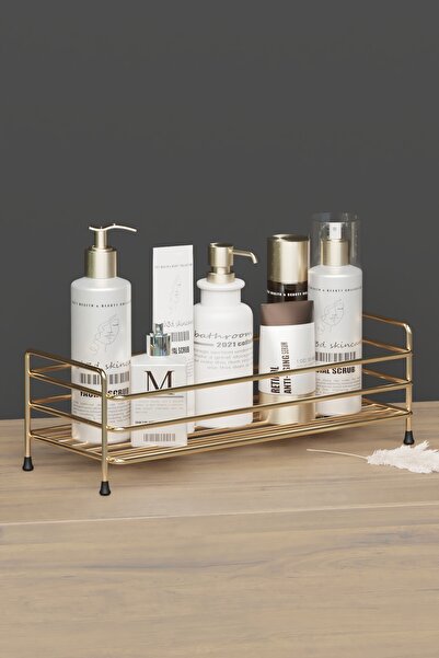 wearme Gold Altın Kaplama Metal Çok Amaçlı Banyo, Mutfak Rafı Kozmetik , Takı...