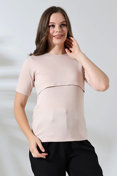LadyMina Pijama Μπλουζάκι μητρότητας και θηλασμού σε μπεζ χρώμα