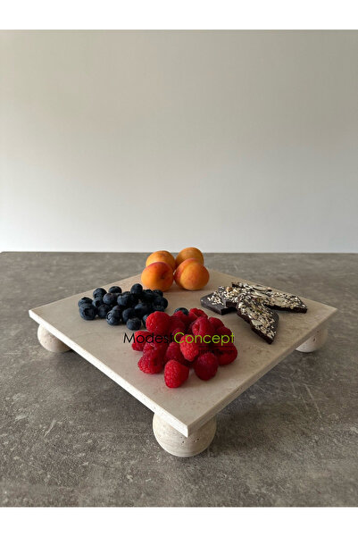 Modestmar Traverten Top Ayaklı Sunum 25x25cm