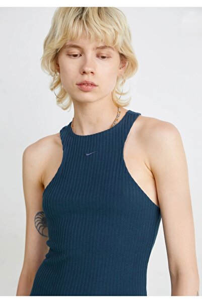 Nike Lacivert Chill Rib Slim Sleeveless Midi Kadın Elbise - Спортивний одяг