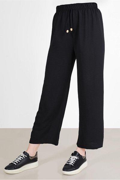 TRENDTESETTÜR Women's Black Elastic Waist Trousers 3521
